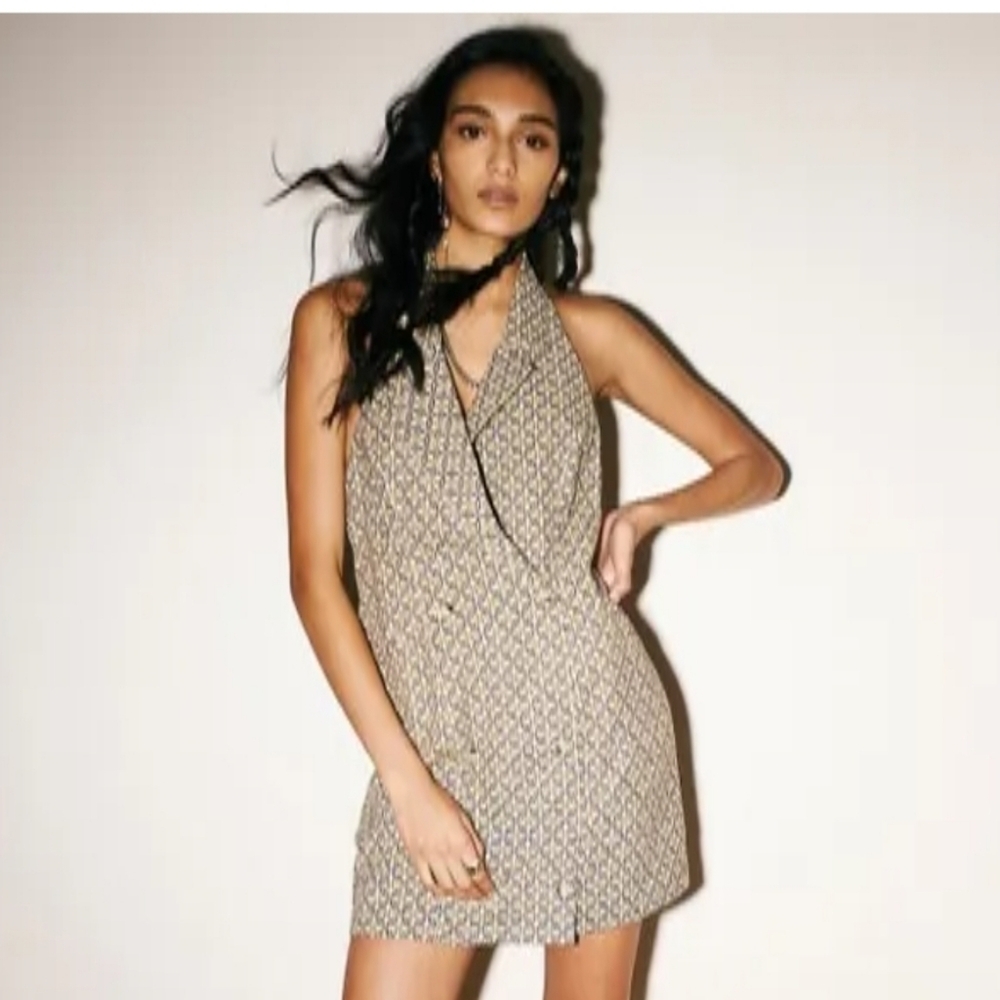 NWT Free People 100% Cotton Louise Blazer Sheath Halter Dress